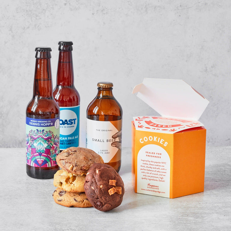 Cutter & Squidge Box of 4 Cookies & Beer Gift Hamper
