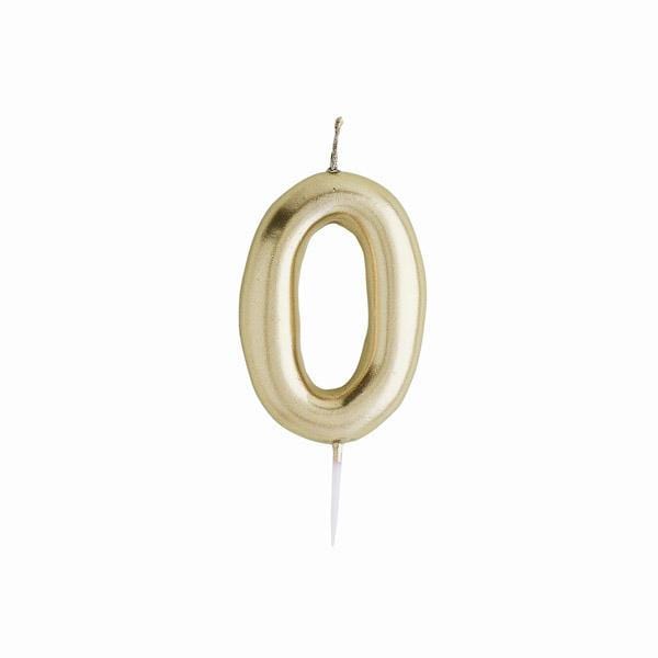 Cutter & Squidge Number 0 Gold Number Candles