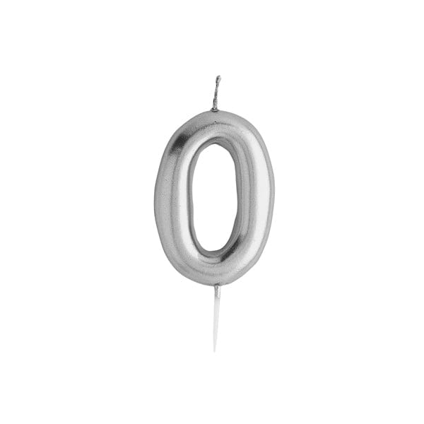 Cutter & Squidge Number 0 Silver Number Candles