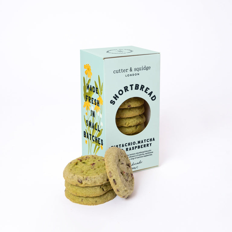Cutter & Squidge Matcha, Pistachio and Raspberry Shortbread