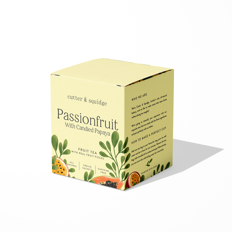 Cutter & Squidge One box of twelve sachets Passionfruit With Candied Papaya Premium Tea