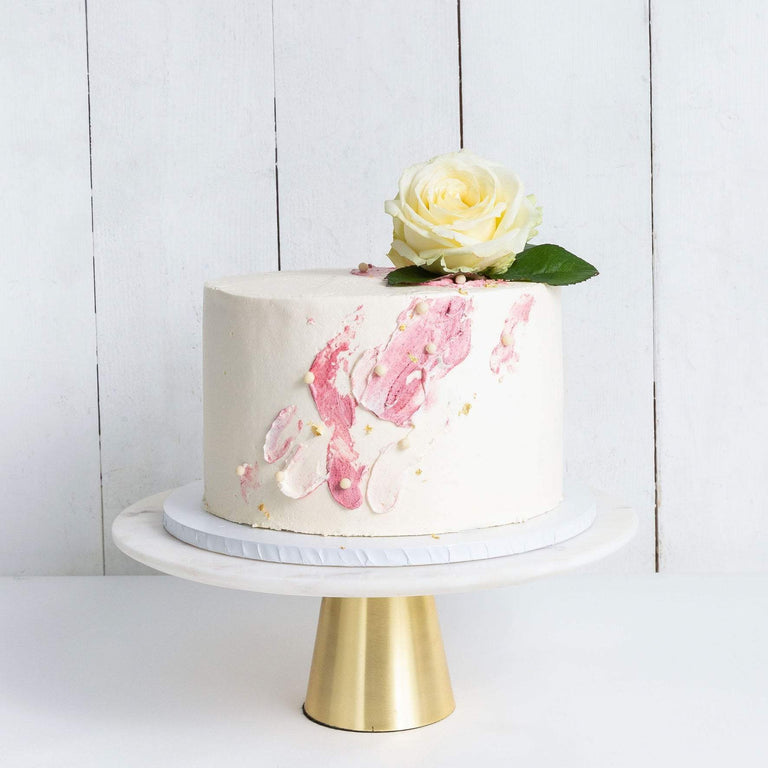 Cutter & Squidge Weddings Pink - Small 6" ONE TIER WATERCOLOUR ROSE WEDDING CAKE