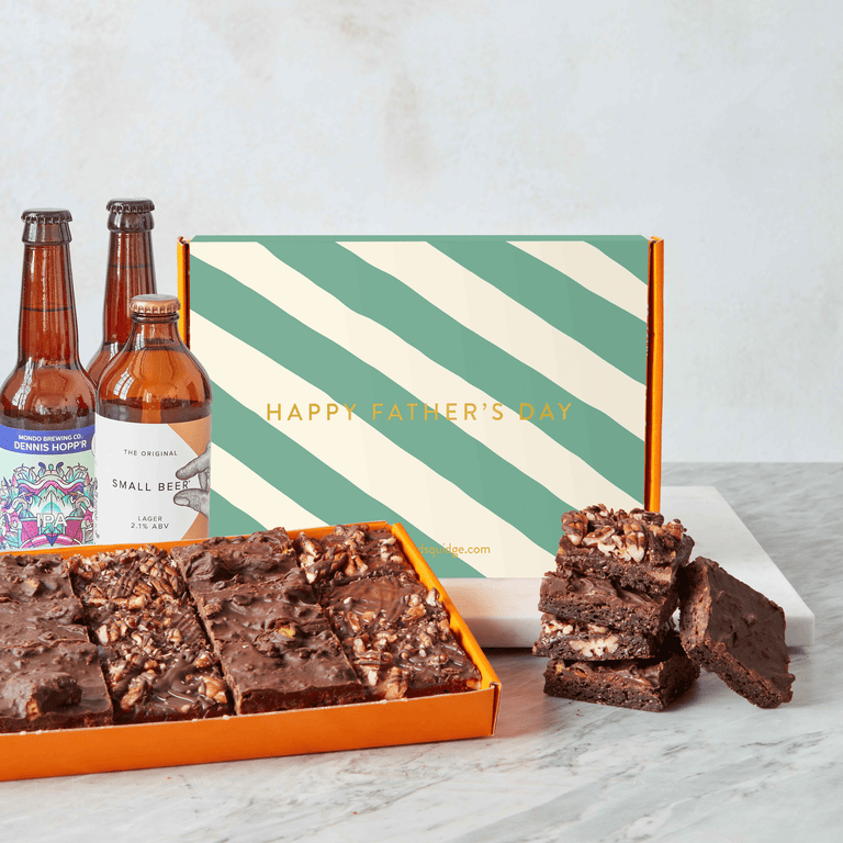 Cutter & Squidge 12 Pieces Father's Day Vegan Brownies & Beer Gift Hamper