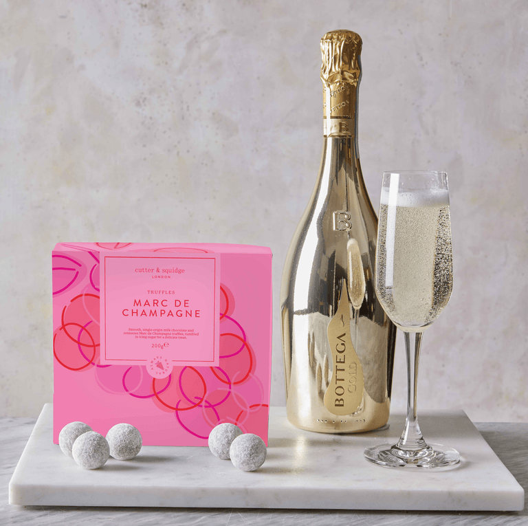 Cutter & Squidge Bottega Gold Prosecco (750ml) Truffles & Bubbles Gift Box