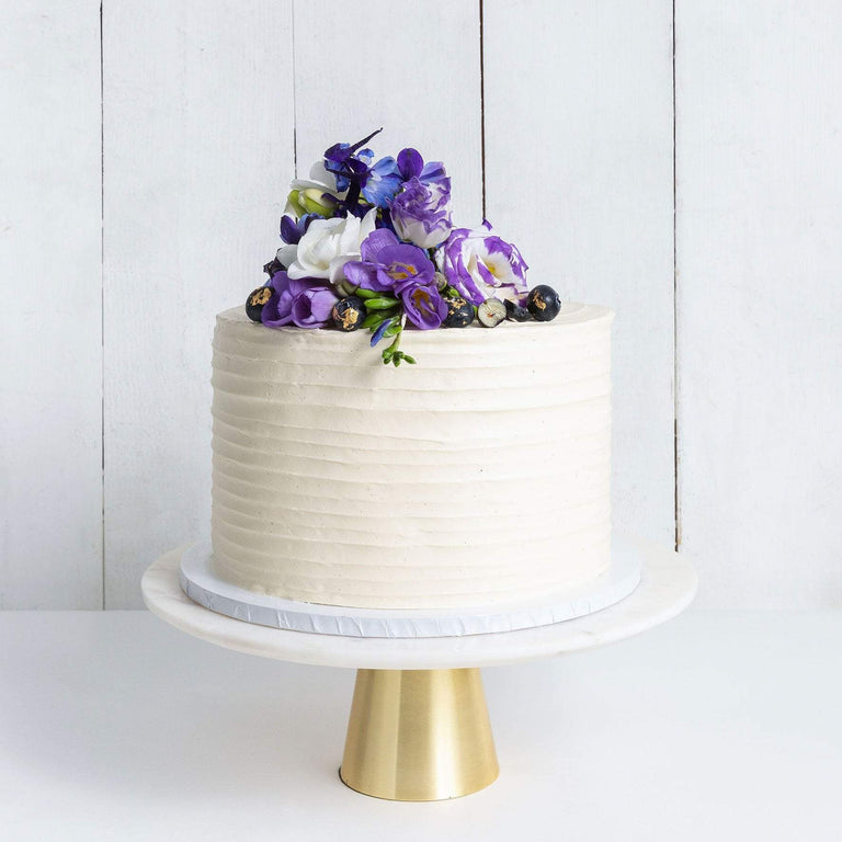 Cutter & Squidge Weddings Purple Floral - Medium 8" ONE TIER FLORAL RUFFLE WEDDING CAKE