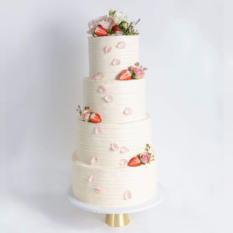 Cutter & Squidge Weddings FOUR TIER FLORAL RUFFLE WEDDING CAKE