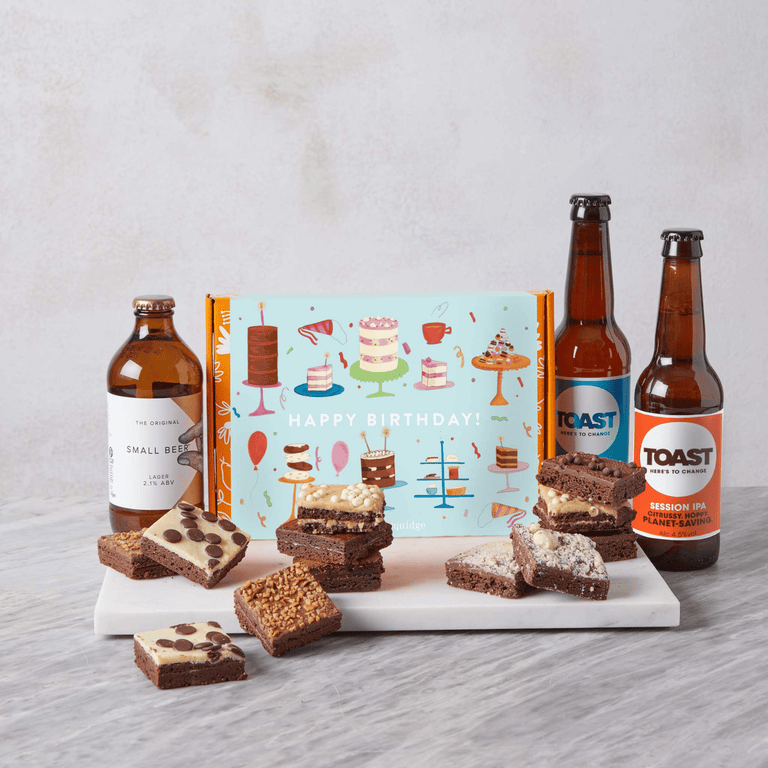 Cutter & Squidge Happy Birthday Brownies and Trio of Beers Bundle