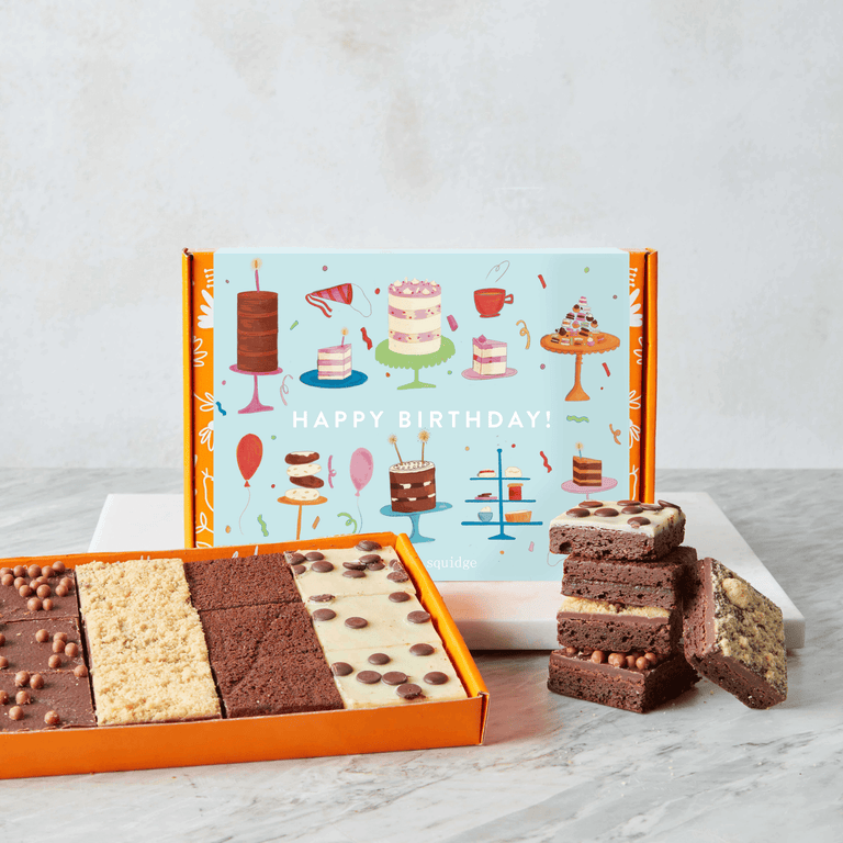 Cutter & Squidge Happy Birthday No Nuts Mixed Mini Brownie Box