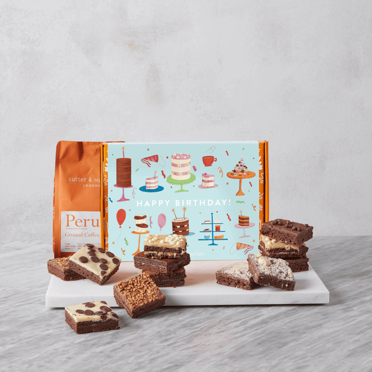 Cutter & Squidge Happy Birthday Brownies and Coffee Bundle